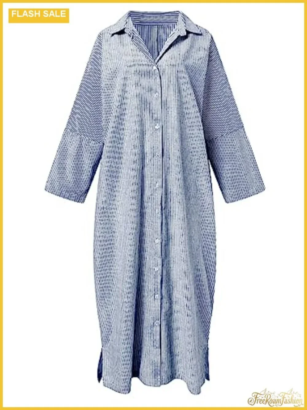 Women's Cotton Maxi Shirt Dress Long Sleeve Button Down Loose Fit Casual